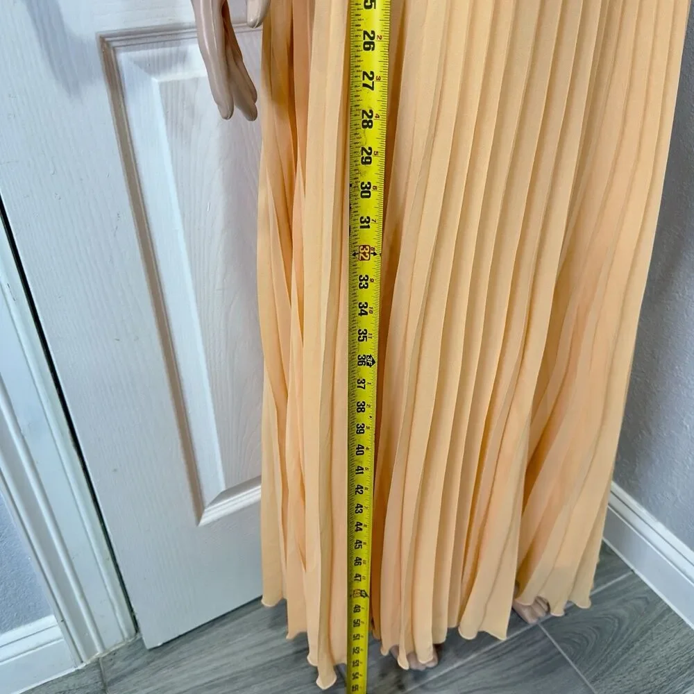 NWT Abercrombie & Fitch Giselle Halter Maxi Dress XS Peach Pleated Formal